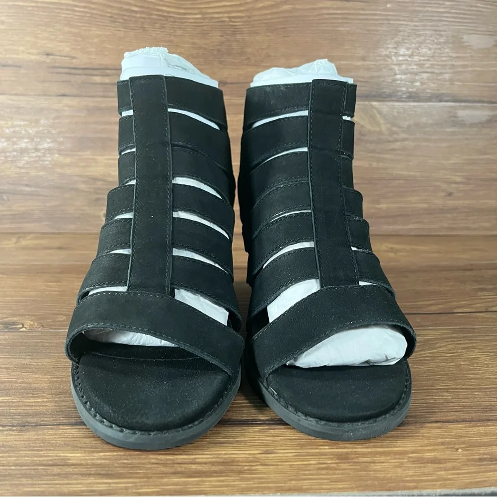 VIONIC Harlow Black Leather Wedge Sandals Women’s Size 6.5‎ Shoes Gladiator